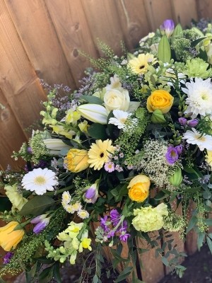 Lemon & Lilac Country Coffin Spray