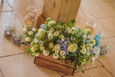 Blue Hues Seasonal Crate Arrangement