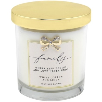 Family Candle   White Cotton & Linen