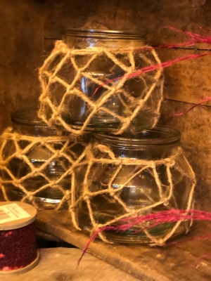 Glass Jar vase with rope detail