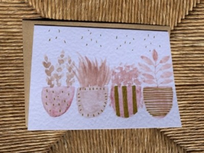 Lois Riley   Pink pot plant card