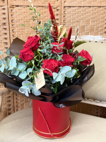 Luxury Red Rose Hatbox