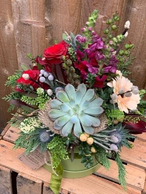 Red Velvet Hatbox Arrangement