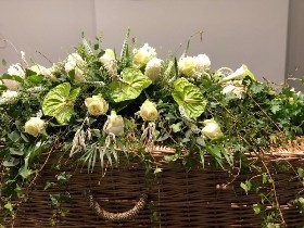 White & Green Rustic Casket Spray