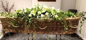 White & Green Rustic Casket Spray