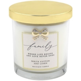 Family Candle   White Cotton & Linen