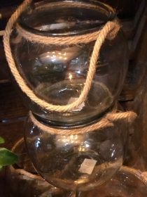 Glass globe vase with rope detail