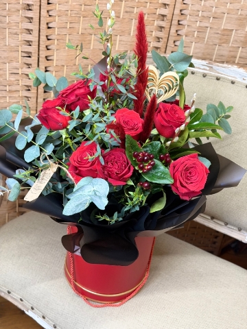 Luxury Red Rose Hatbox
