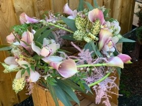 Orchid and Calla lily wreath